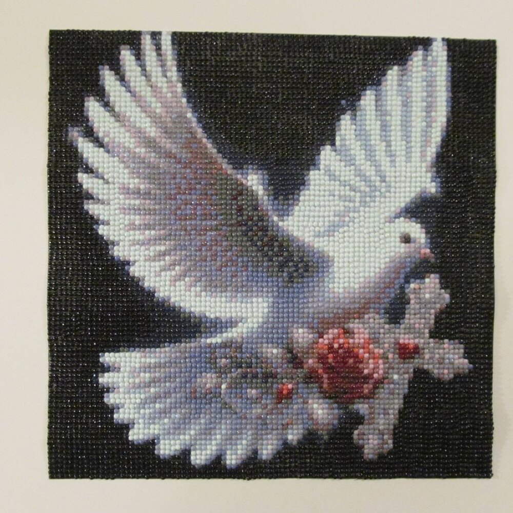 Dove with Cross and Rose Diamond Art Picture #6112025